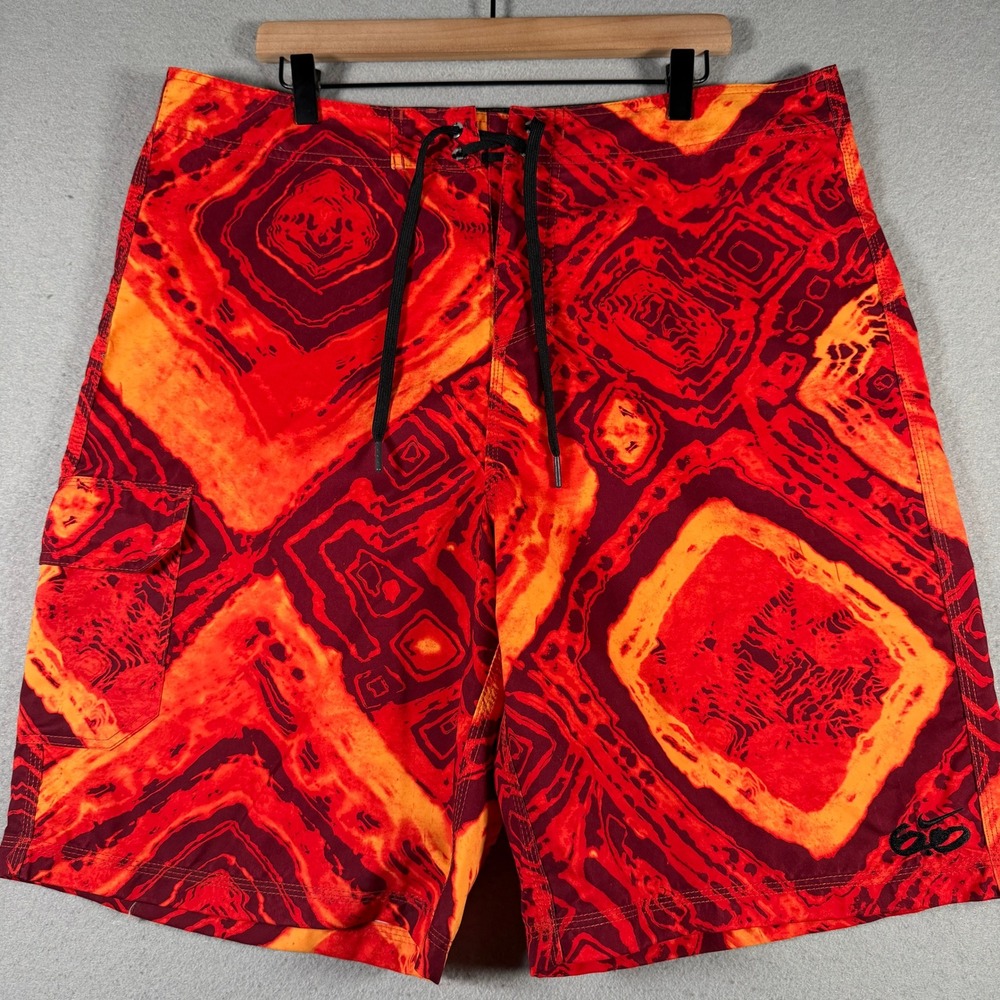 Nike 6.0 Mens Board Shorts‎ Red Orange Psychedelic Print Size 38 387366-613